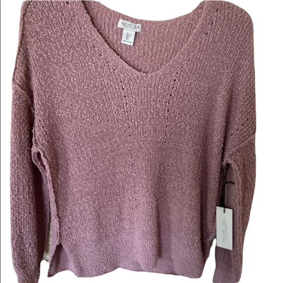 NWT Rachel Zoe dust pink V sweater size L - Picture 1 of 5